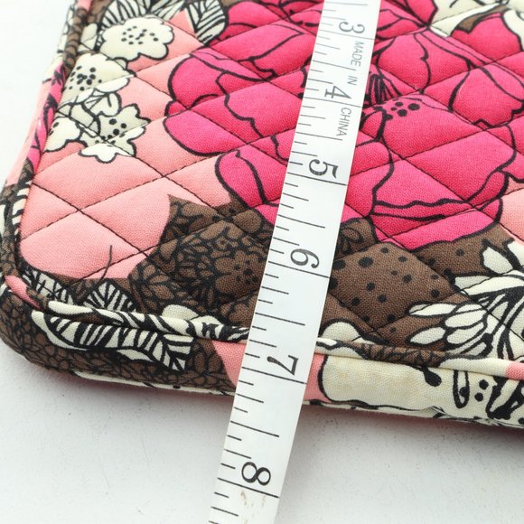 Vera Bradley Mocha Rouge Floral Tablet Sleeve Cosmetic Bag 7x9x1 * Like New - Picture 7 of 13